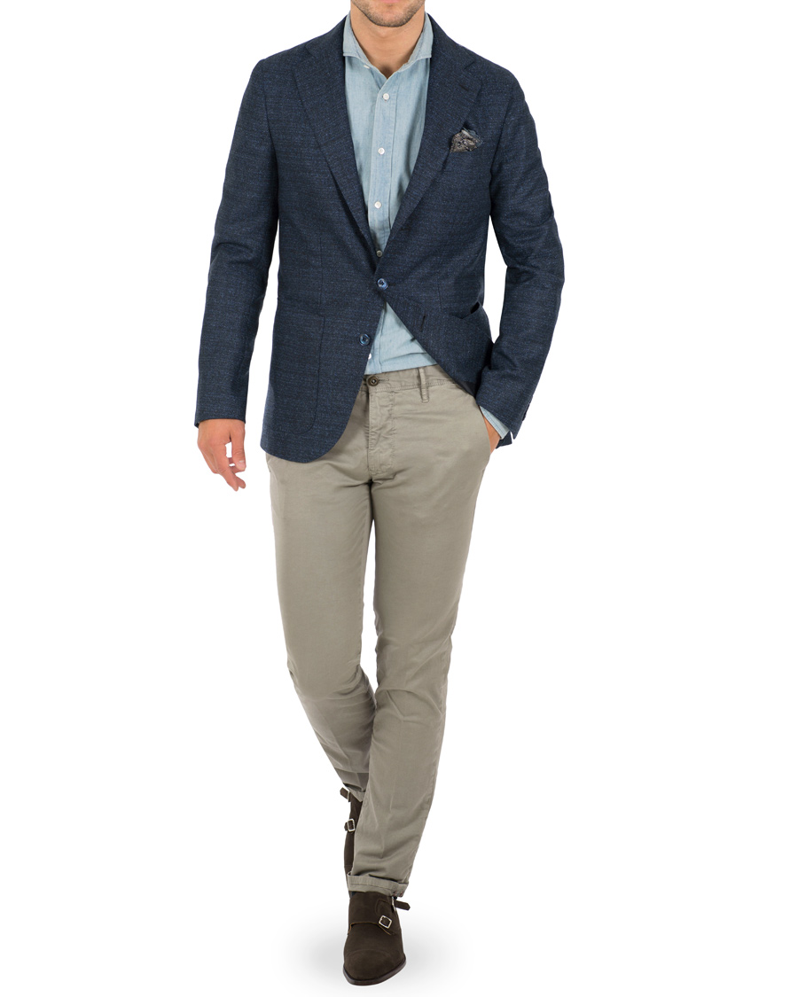 Herre | Dressjakker | Caruso | Structured Wool Blazer Navy