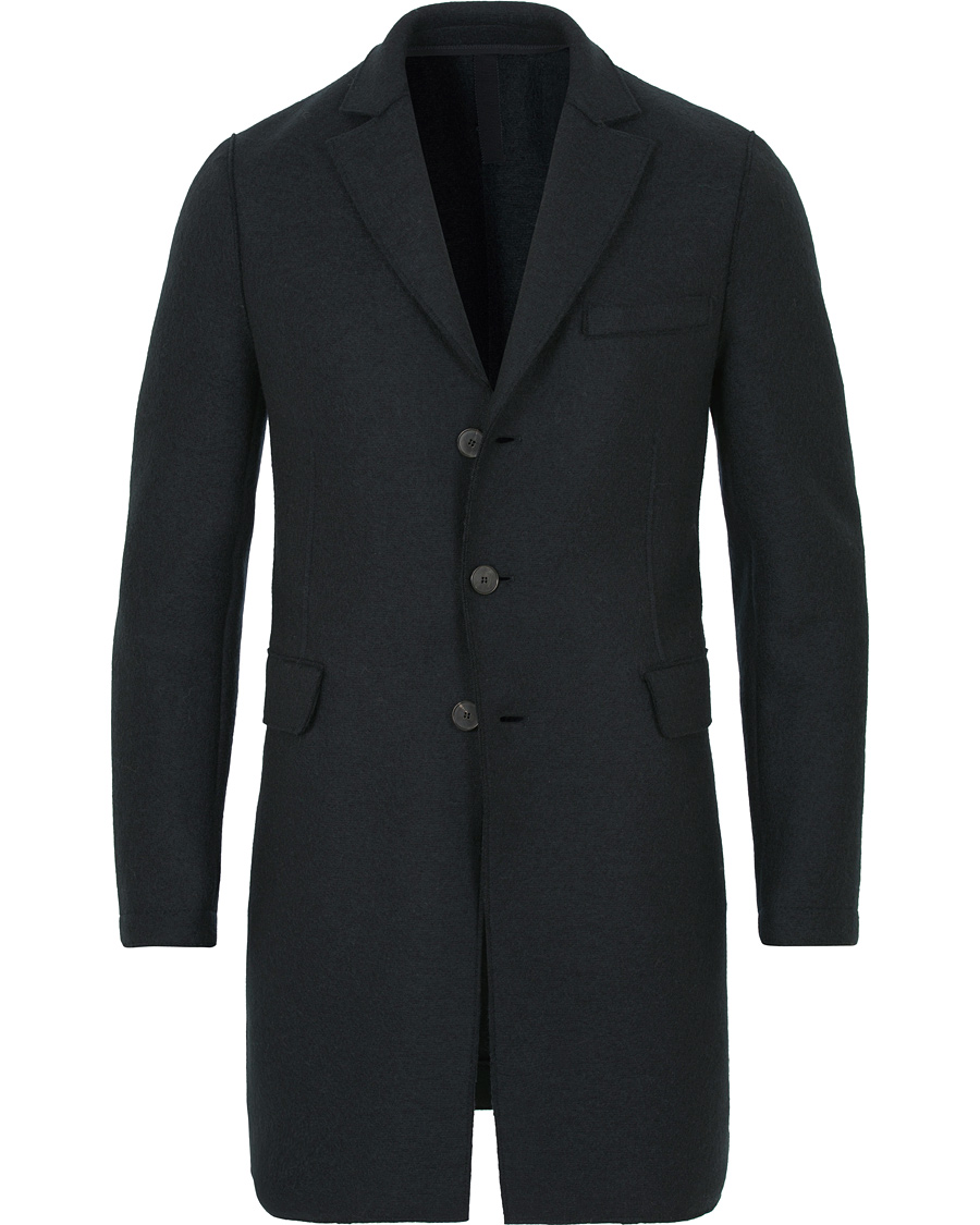 Herre | Jakker | Harris Wharf London | Chestercoat Wool Raw Edge Coat Dark Blue