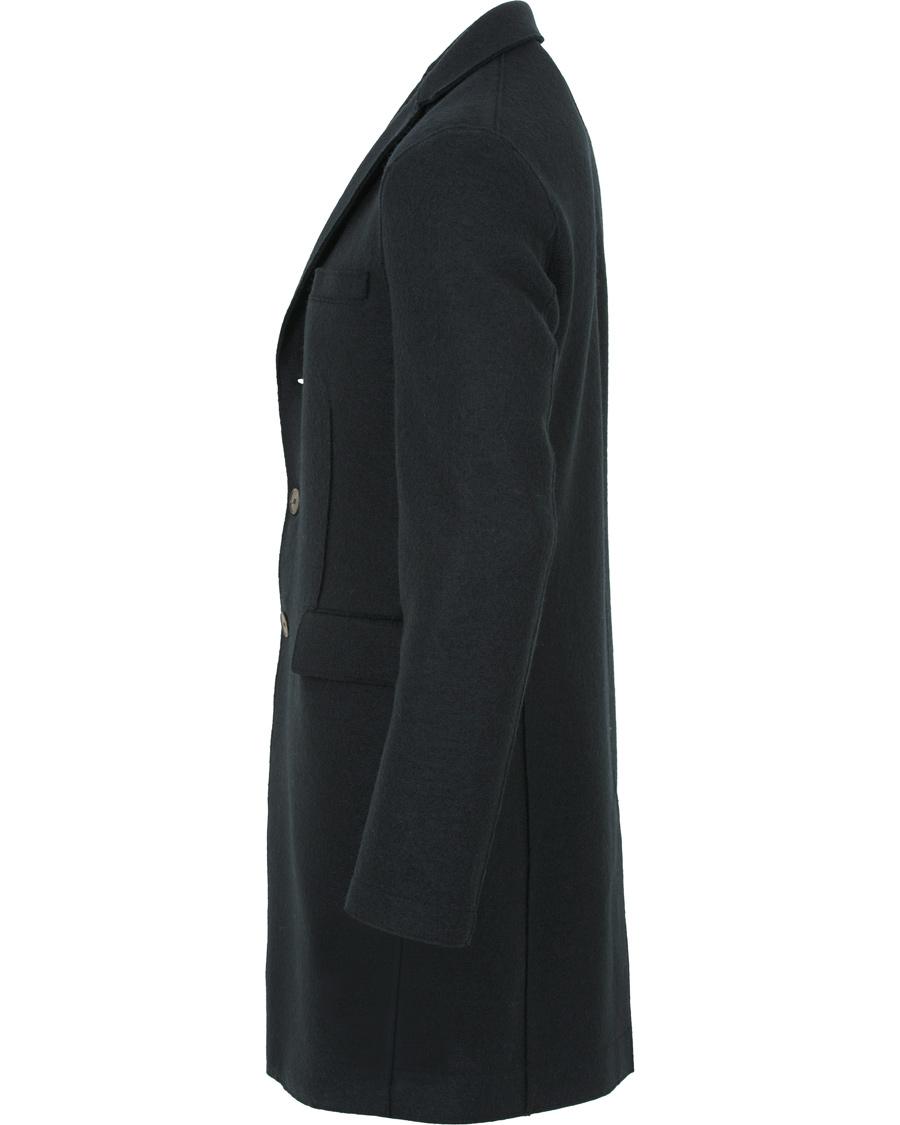 Herre | Jakker | Harris Wharf London | Chestercoat Wool Raw Edge Coat Dark Blue