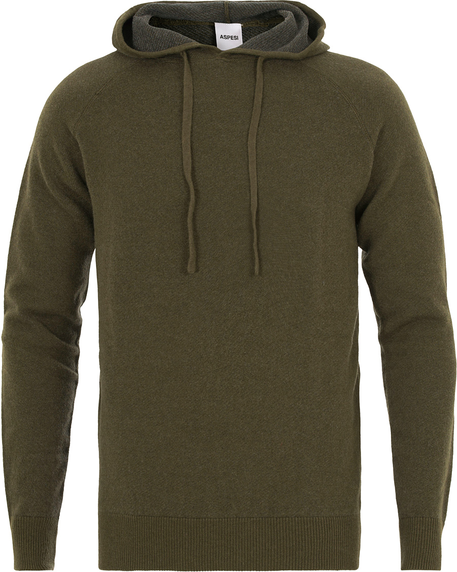 Herre | Gensere | Aspesi | Wool Hoodie Moss Green