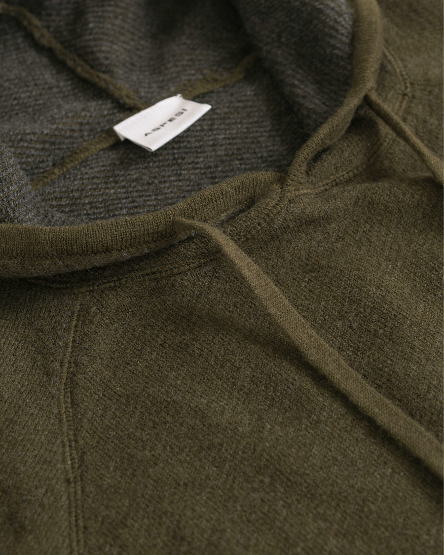 Herre | Gensere | Aspesi | Wool Hoodie Moss Green