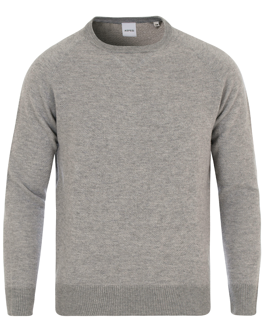 Herre | Gensere | Aspesi | Wool Sweatshirts Light Grey Melange