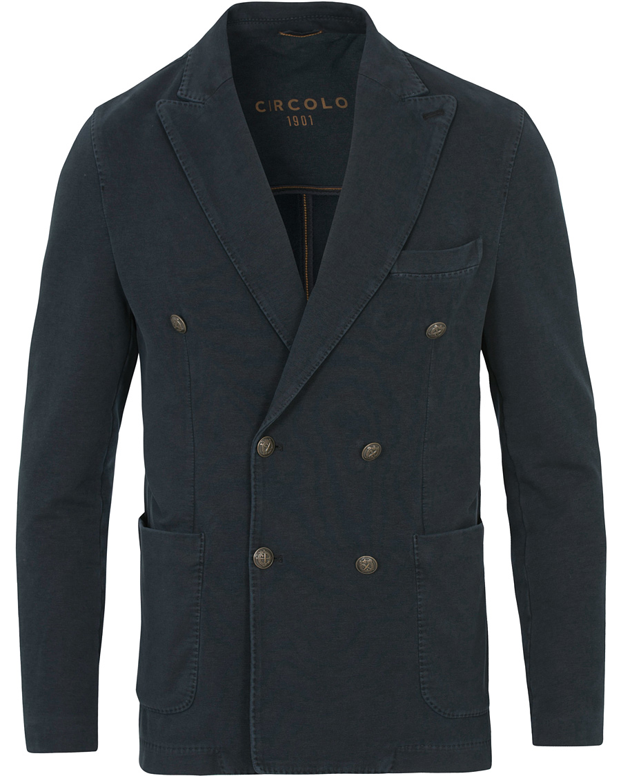 Herre | Dressjakker | Circolo 1901 | Jersey Patch Pocket Double Breasted Blazer Navy