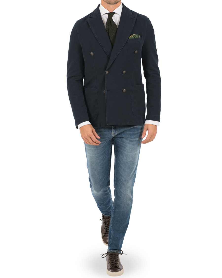 Herre | Dressjakker | Circolo 1901 | Jersey Patch Pocket Double Breasted Blazer Navy
