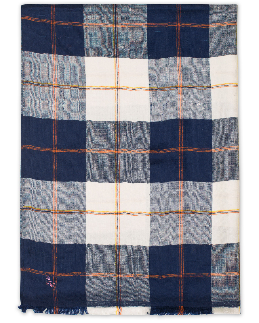 Herre | Drake's Cashmere Madras Overcheck Scarf White | Drake's | Cashmere Madras Overcheck Scarf White