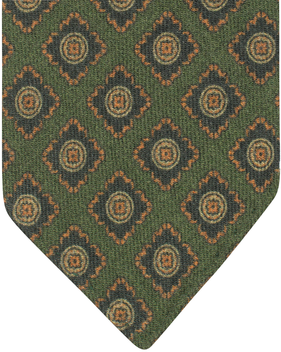 Herre | Drake's Wool Square Handrolled 8 cm Tie Green | Drake's | Wool Square Handrolled 8 cm Tie Green