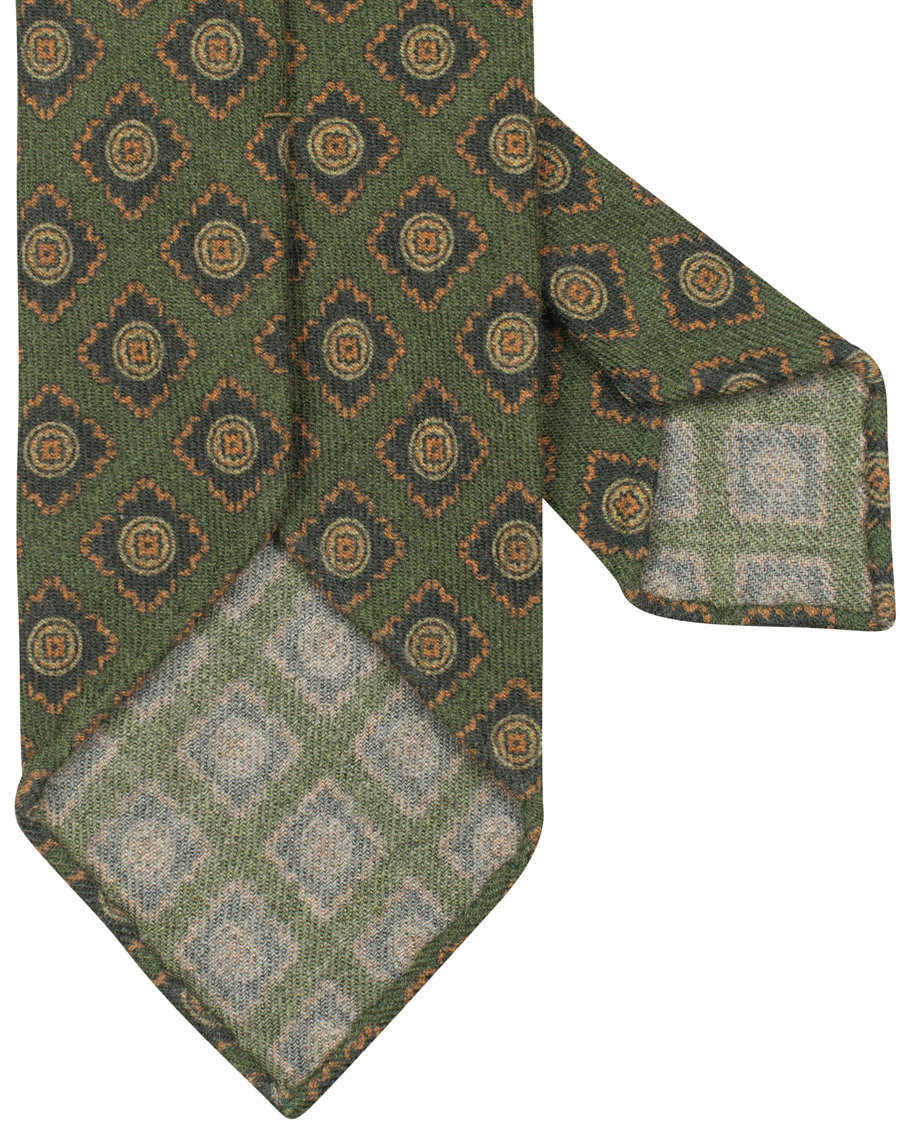 Herre | Drake's Wool Square Handrolled 8 cm Tie Green | Drake's | Wool Square Handrolled 8 cm Tie Green