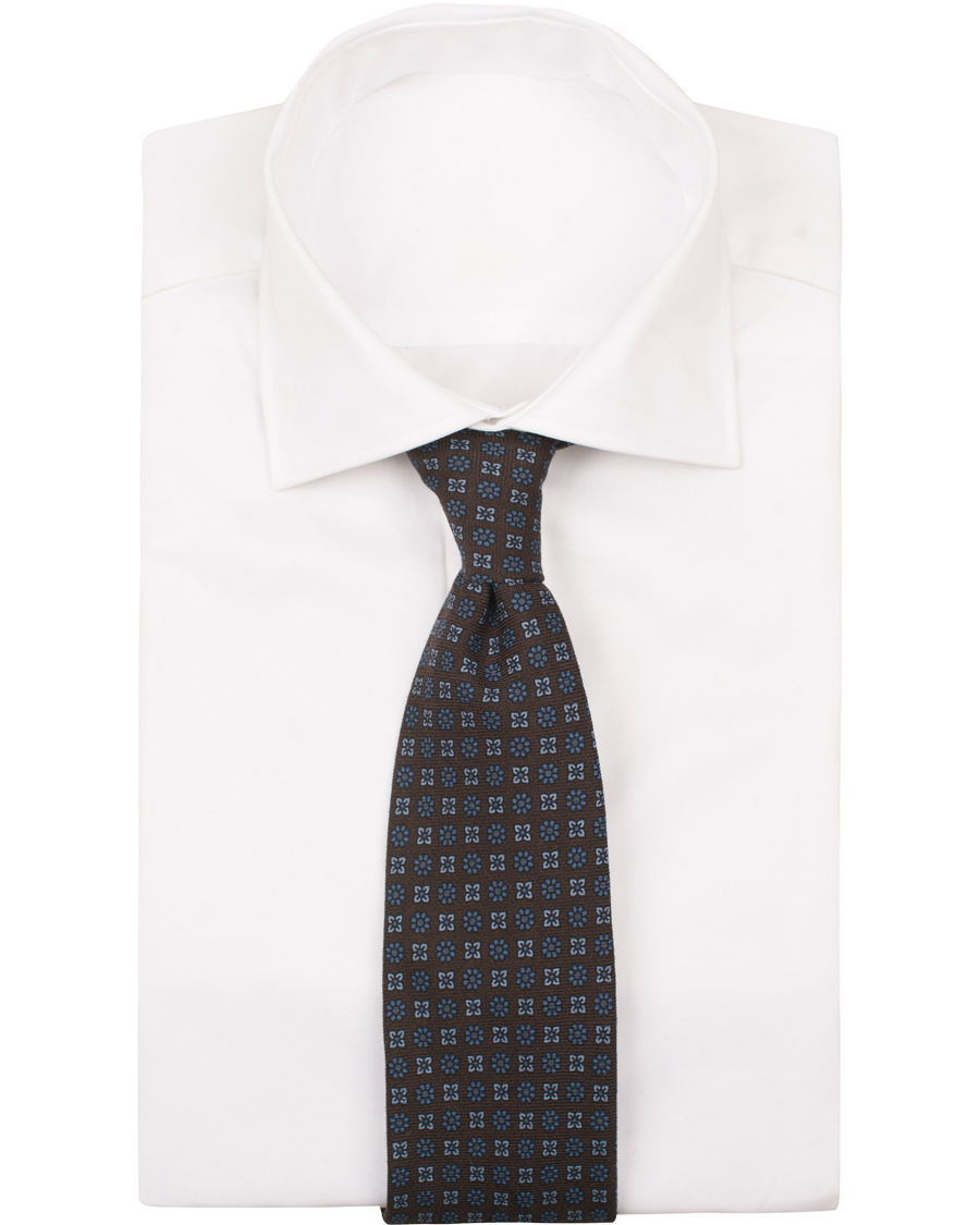 Herre | Drake's Wool Medallion Self Tip 8 cm Tie Brown | Drake's | Wool Medallion Self Tip 8 cm Tie Brown