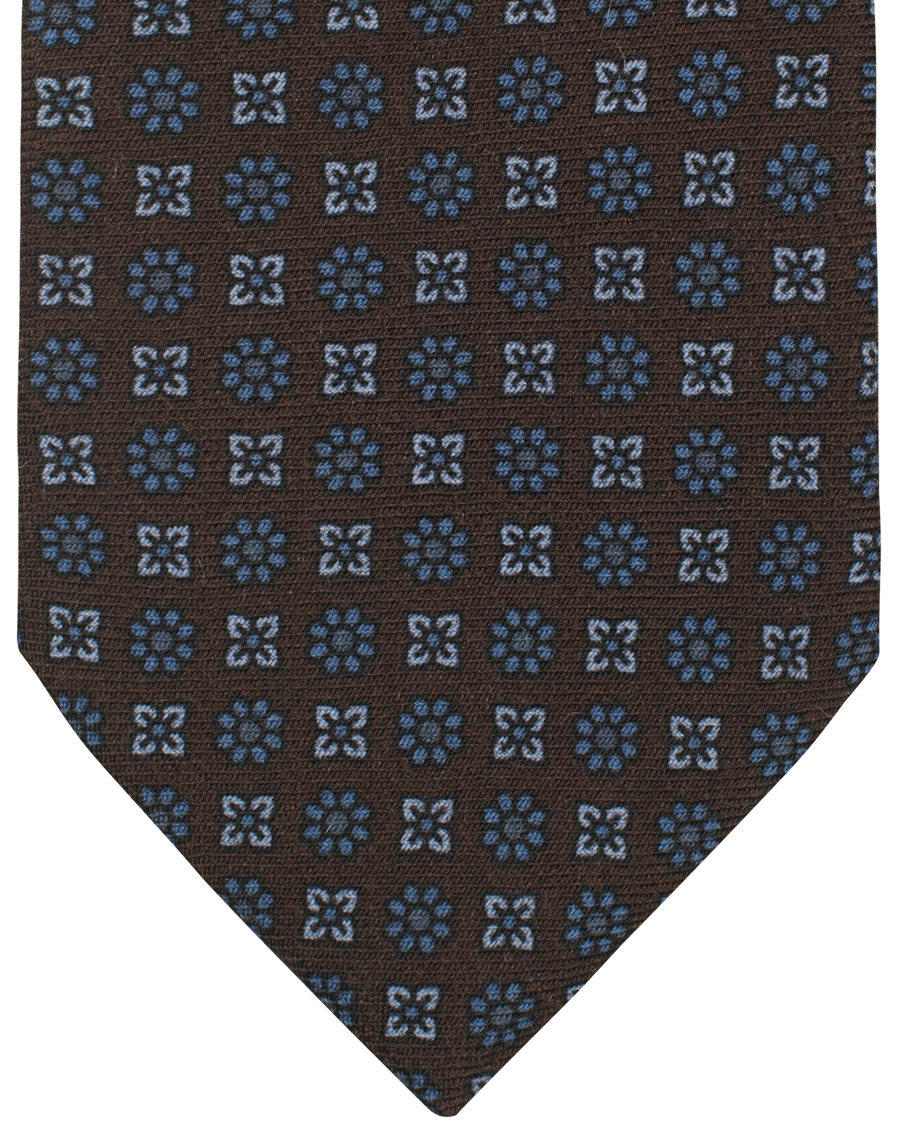 Herre | Drake's Wool Medallion Self Tip 8 cm Tie Brown | Drake's | Wool Medallion Self Tip 8 cm Tie Brown