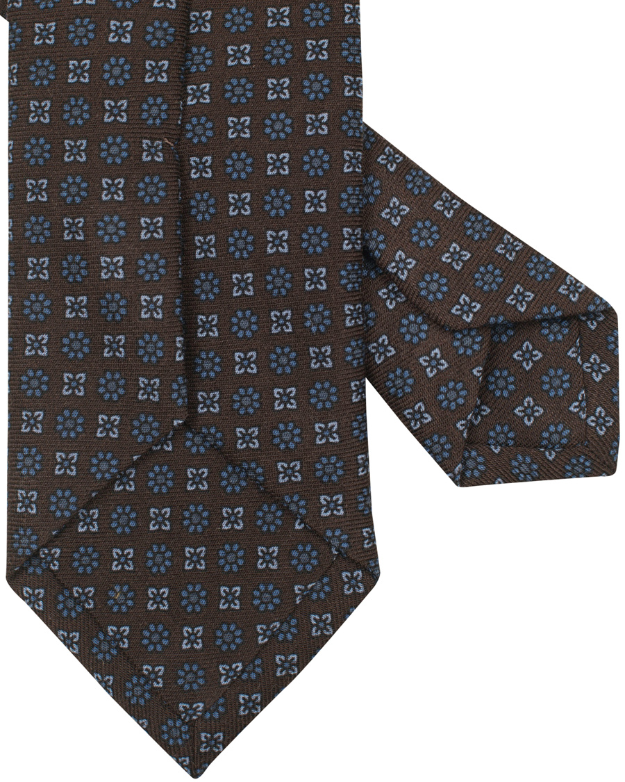 Herre | Drake's Wool Medallion Self Tip 8 cm Tie Brown | Drake's | Wool Medallion Self Tip 8 cm Tie Brown