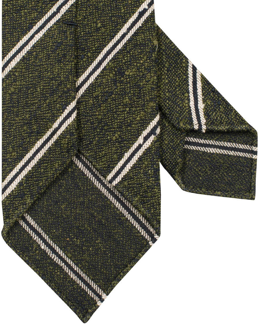 Herre | Drake's Silk Stripe Handrolled 8 cm Tie Green | Drake's | Silk Stripe Handrolled 8 cm Tie Green