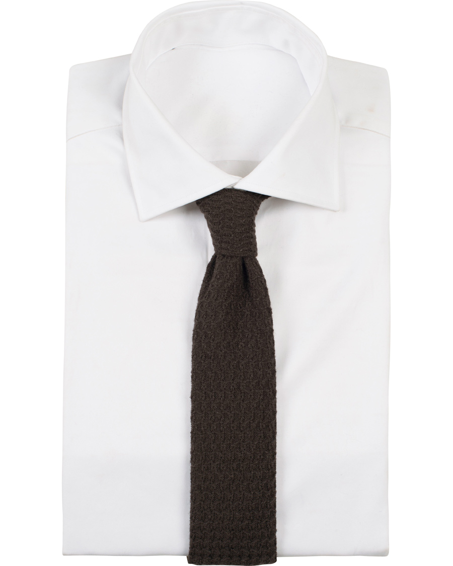 Herre | Drake's Cashmere Knitted 6 cm Tie Brown | Drake's | Cashmere Knitted 6 cm Tie Brown
