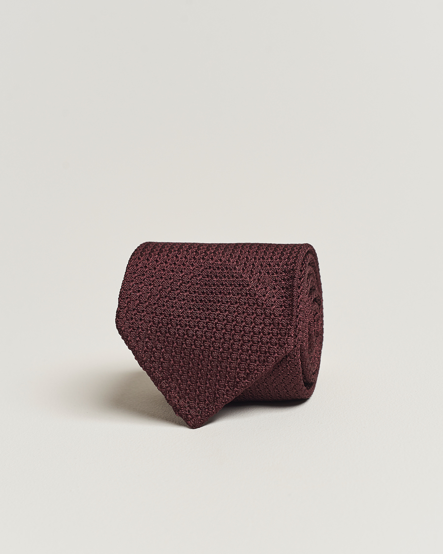 Herre | Drake's Silk Grenadine Handrolled 8 cm Tie Wine Red | Drake's | Silk Grenadine Handrolled 8 cm Tie Wine Red