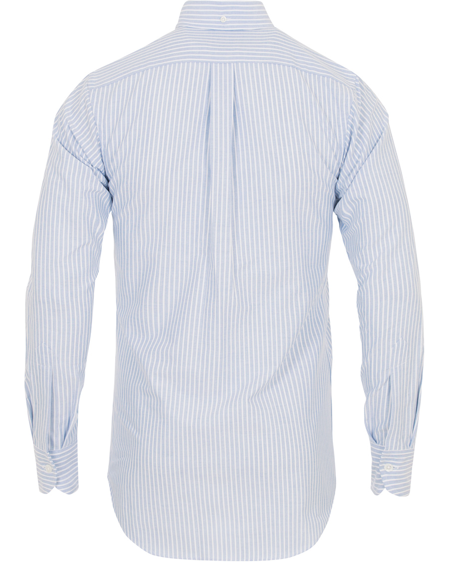 Herre | Skjorter | Drake's | Slim Fit Stripe Button Down Shirt White/Blue