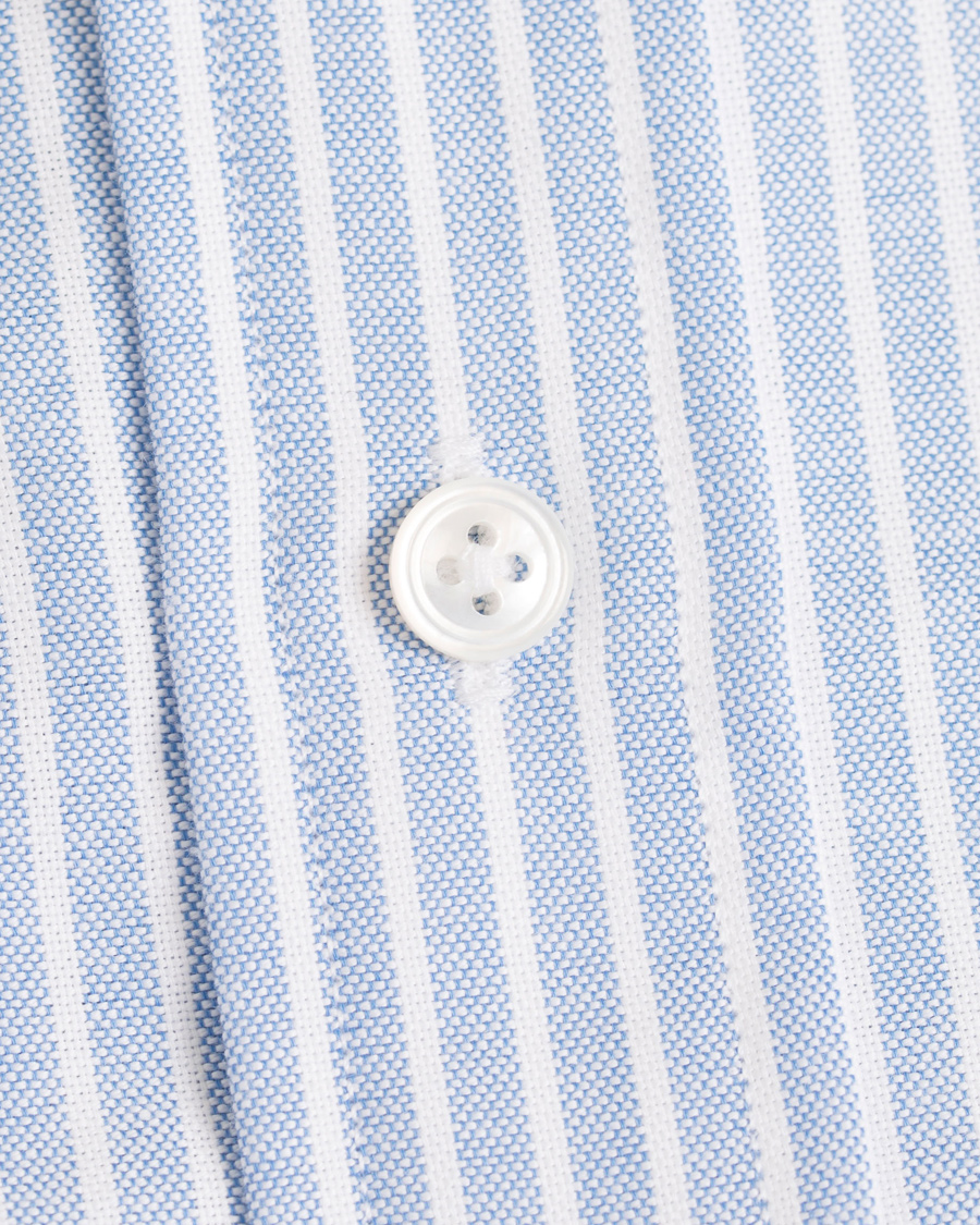 Herre | Skjorter | Drake's | Slim Fit Stripe Button Down Shirt White/Blue