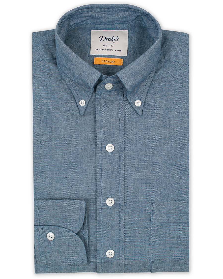 Herre | Skjorter | Drake's | Slim Fit Chambray Button Down Shirt Light