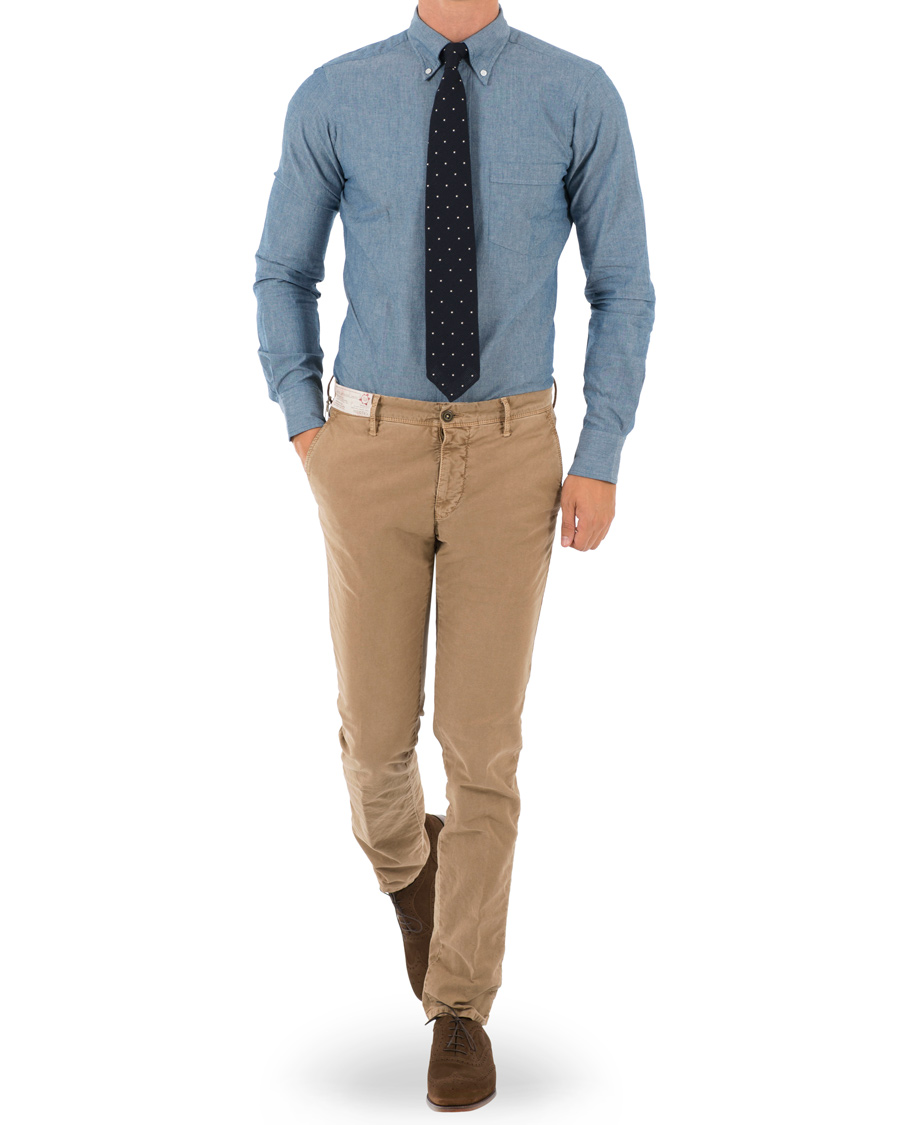 Herre | Skjorter | Drake's | Slim Fit Chambray Button Down Shirt Light