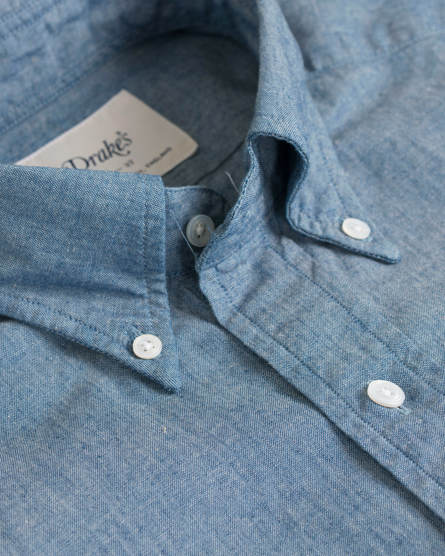Herre | Skjorter | Drake's | Slim Fit Chambray Button Down Shirt Light