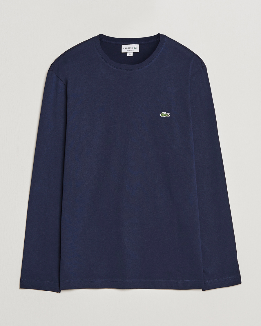 Herre | T-Shirts | Lacoste | Long Sleeve Crew Neck T-Shirt Navy