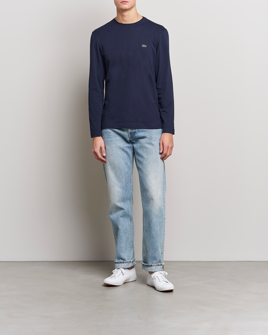 Herre | T-Shirts | Lacoste | Long Sleeve Crew Neck T-Shirt Navy