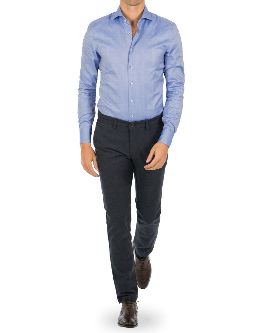Herre | Skjorter | Stenströms | Slimline Woven Structured Shirt Blue