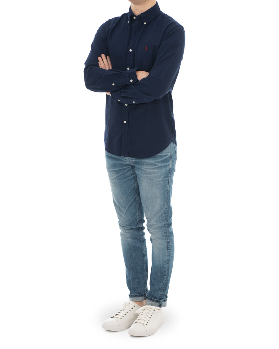 Herre | Skjorter | Polo Ralph Lauren | Slim Fit Garment Dyed Oxford Shirt Windsor Navy