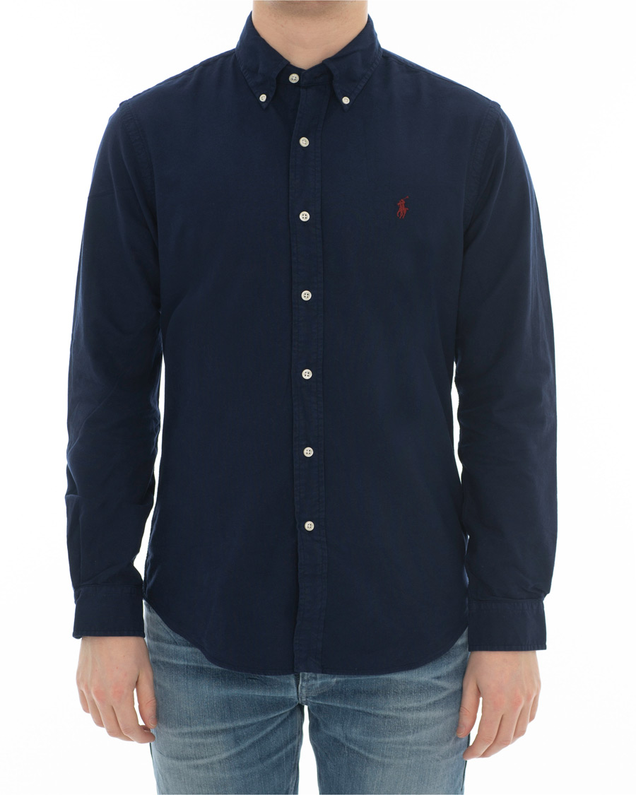 Herre | Skjorter | Polo Ralph Lauren | Slim Fit Garment Dyed Oxford Shirt Windsor Navy