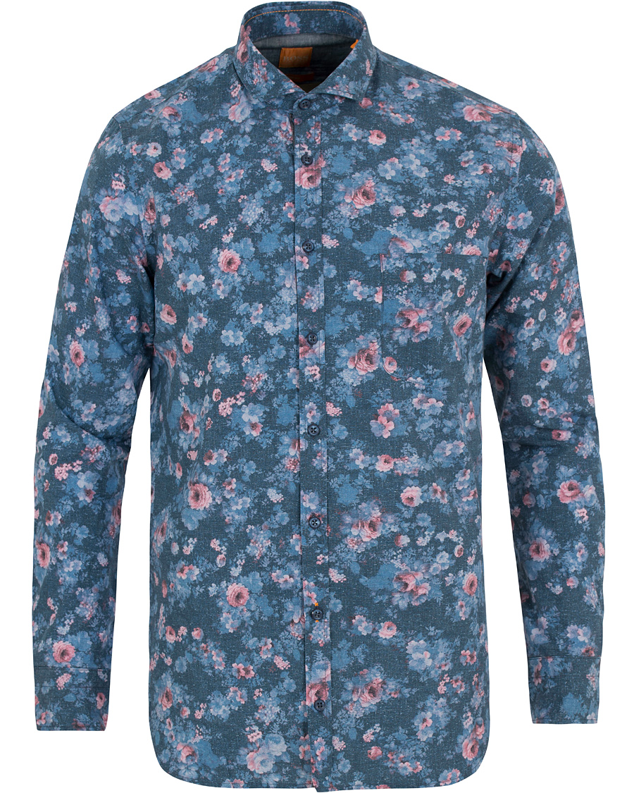 Herre | Skjorter | BOSS ORANGE | BOSS Casual Cattitude Printed Flower Shirt Blue
