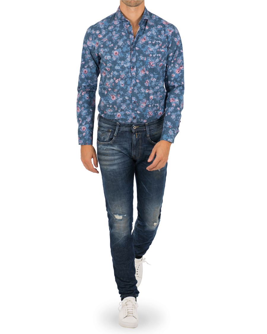 Herre | Skjorter | BOSS ORANGE | BOSS Casual Cattitude Printed Flower Shirt Blue