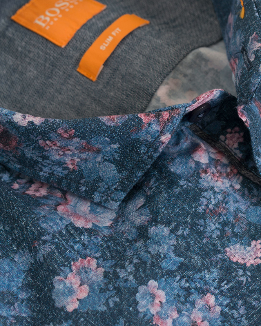 Herre | Skjorter | BOSS ORANGE | BOSS Casual Cattitude Printed Flower Shirt Blue