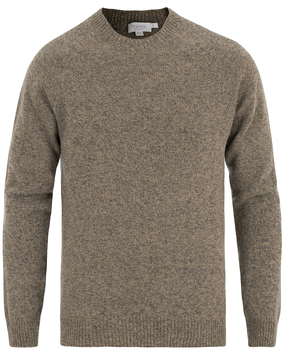 Herre | Gensere | Sunspel | Lambswool Crew Neck Beige
