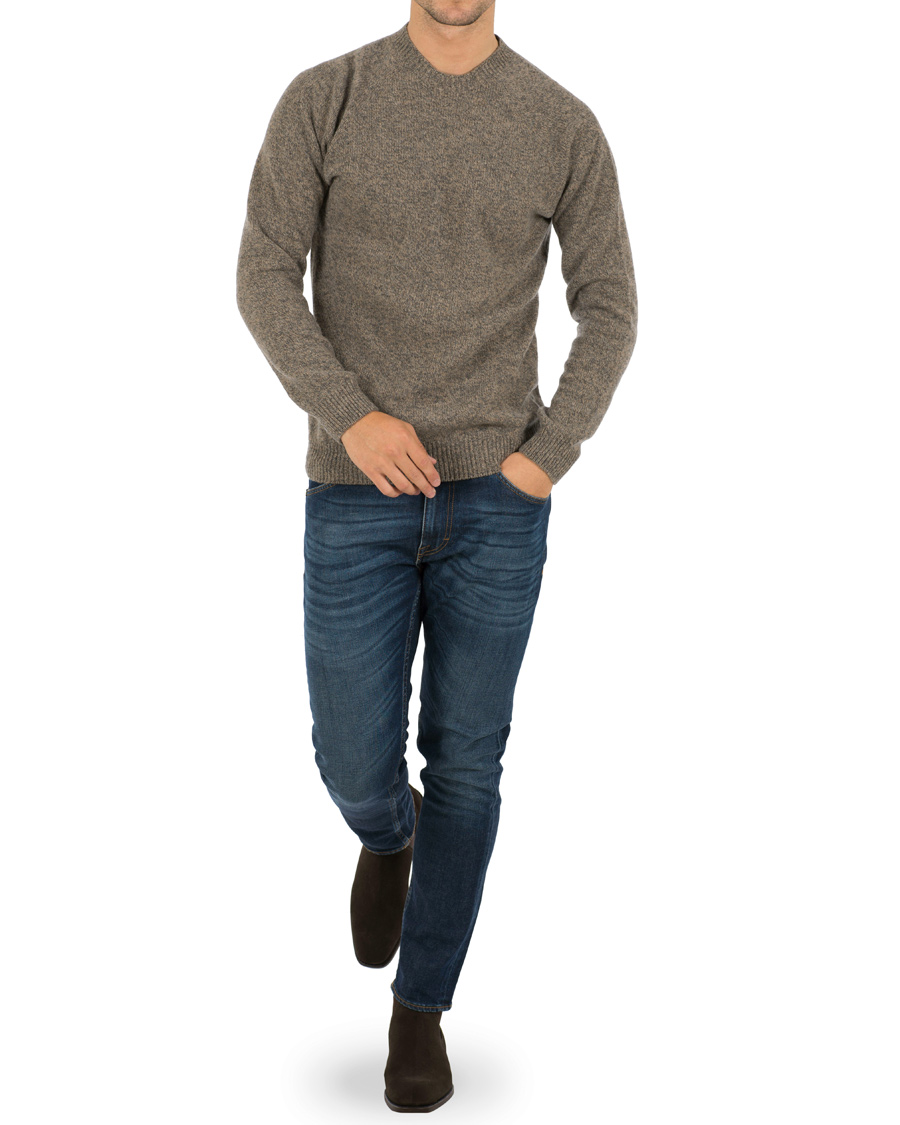 Herre | Gensere | Sunspel | Lambswool Crew Neck Beige