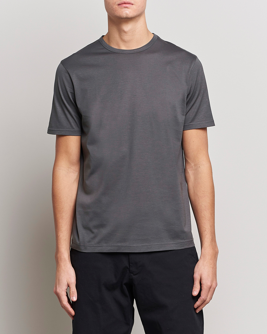 Herre | Avdelinger | Sunspel | Crew Neck Cotton Tee Charcoal