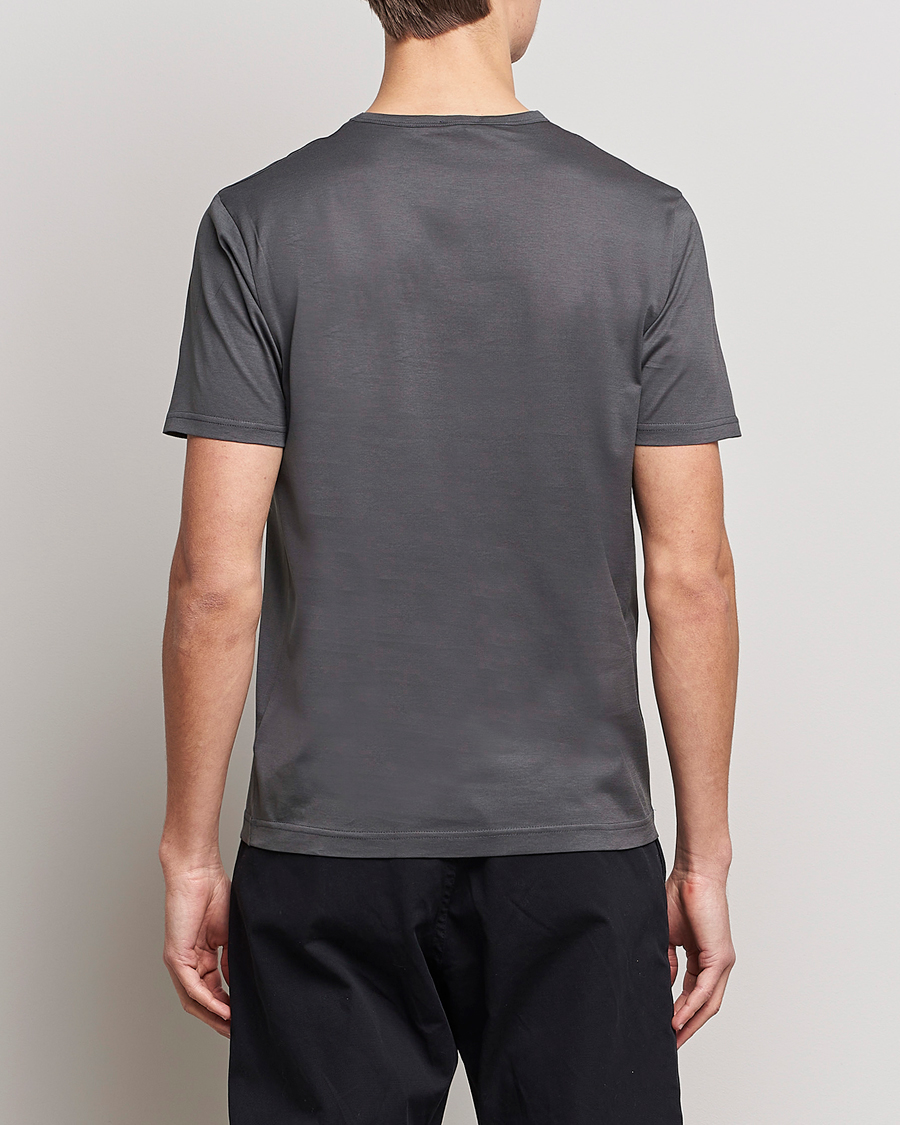 Herre | T-Shirts | Sunspel | Crew Neck Q82 Cotton T-Shirt Charcoal