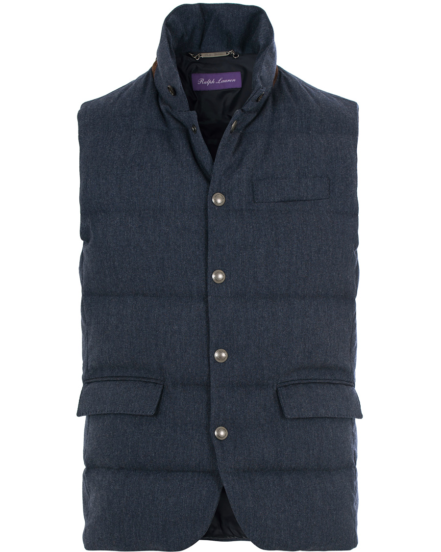 Herre | Jakker | Ralph Lauren Purple Label | Lloyd Down Filled Wool Vest Dark French Blue