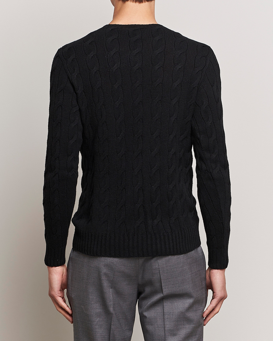 Herre | Gensere | Ralph Lauren Purple Label | Cashmere Cable Crew Neck Sweater Black