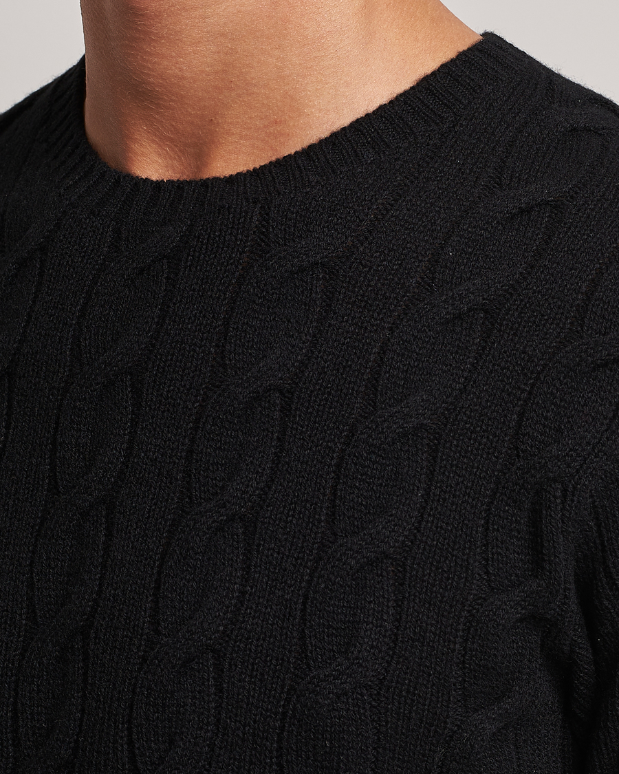 Herre | Gensere | Ralph Lauren Purple Label | Cashmere Cable Crew Neck Sweater Black
