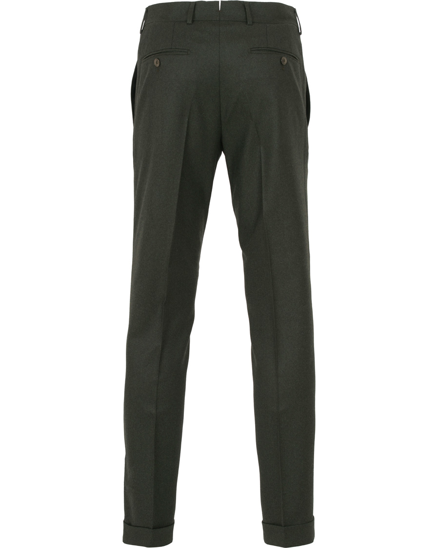 Herre | Bukser | Morris Heritage | Fred Flannel Turn Up Super 120 Trousers Green
