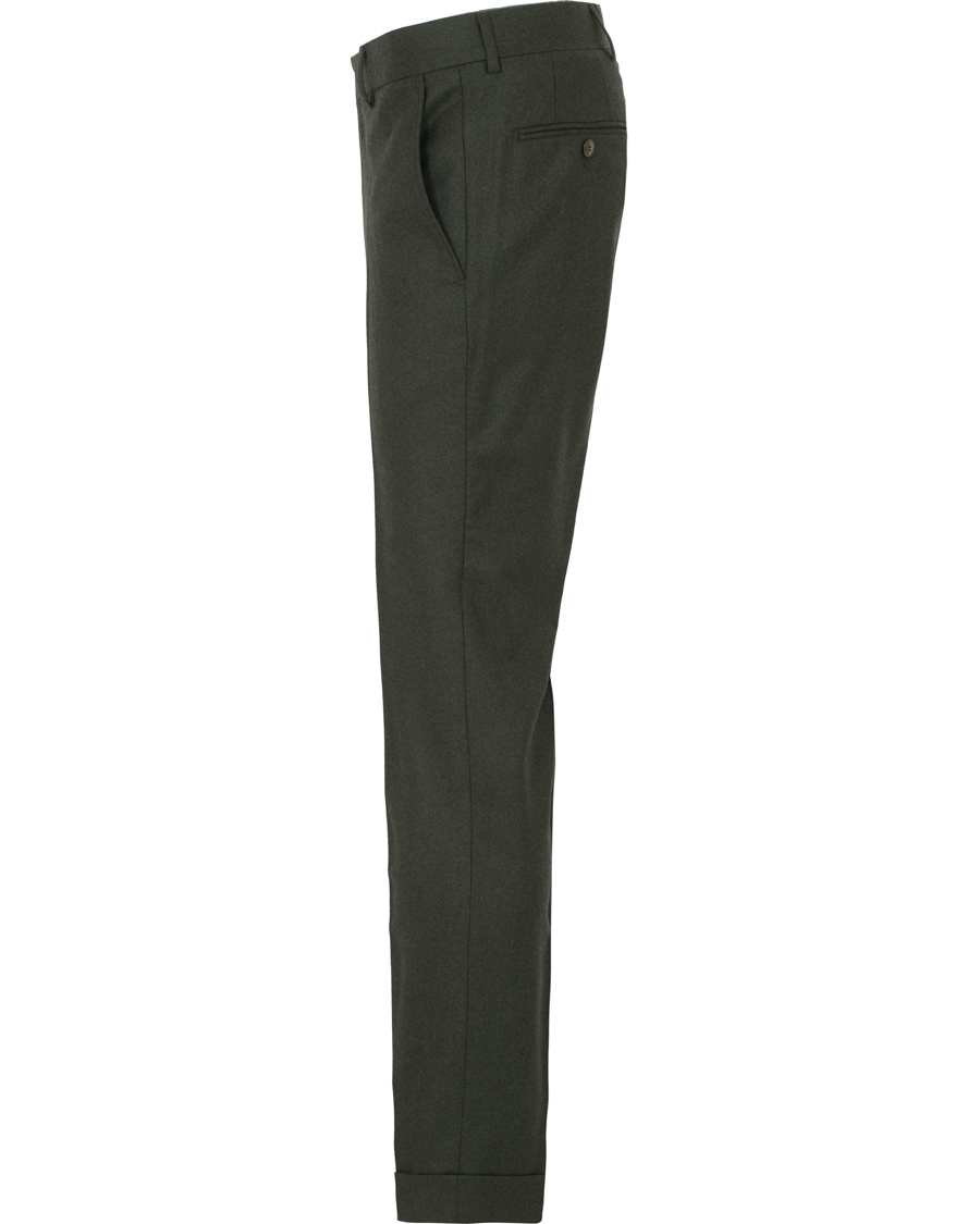 Herre | Bukser | Morris Heritage | Fred Flannel Turn Up Super 120 Trousers Green