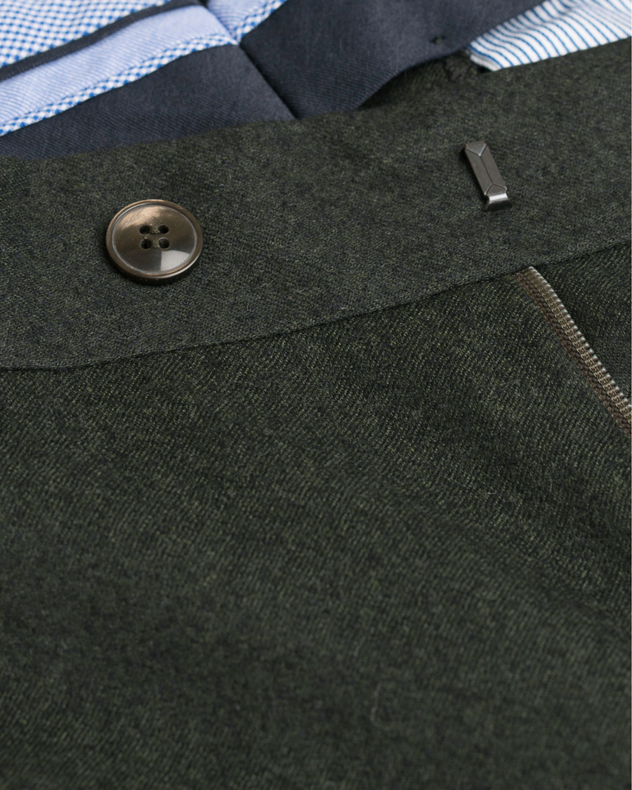 Herre | Bukser | Morris Heritage | Fred Flannel Turn Up Super 120 Trousers Green