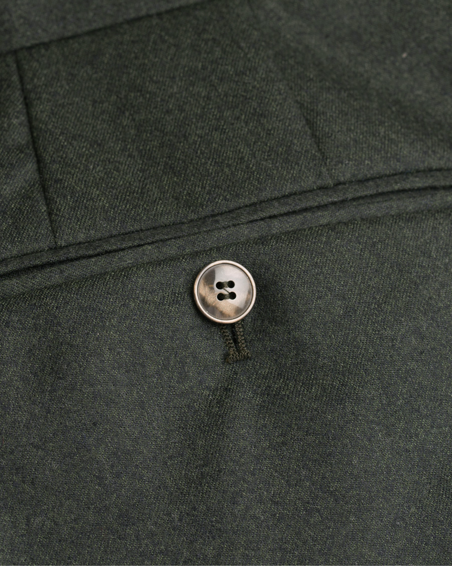 Herre | Bukser | Morris Heritage | Fred Flannel Turn Up Super 120 Trousers Green