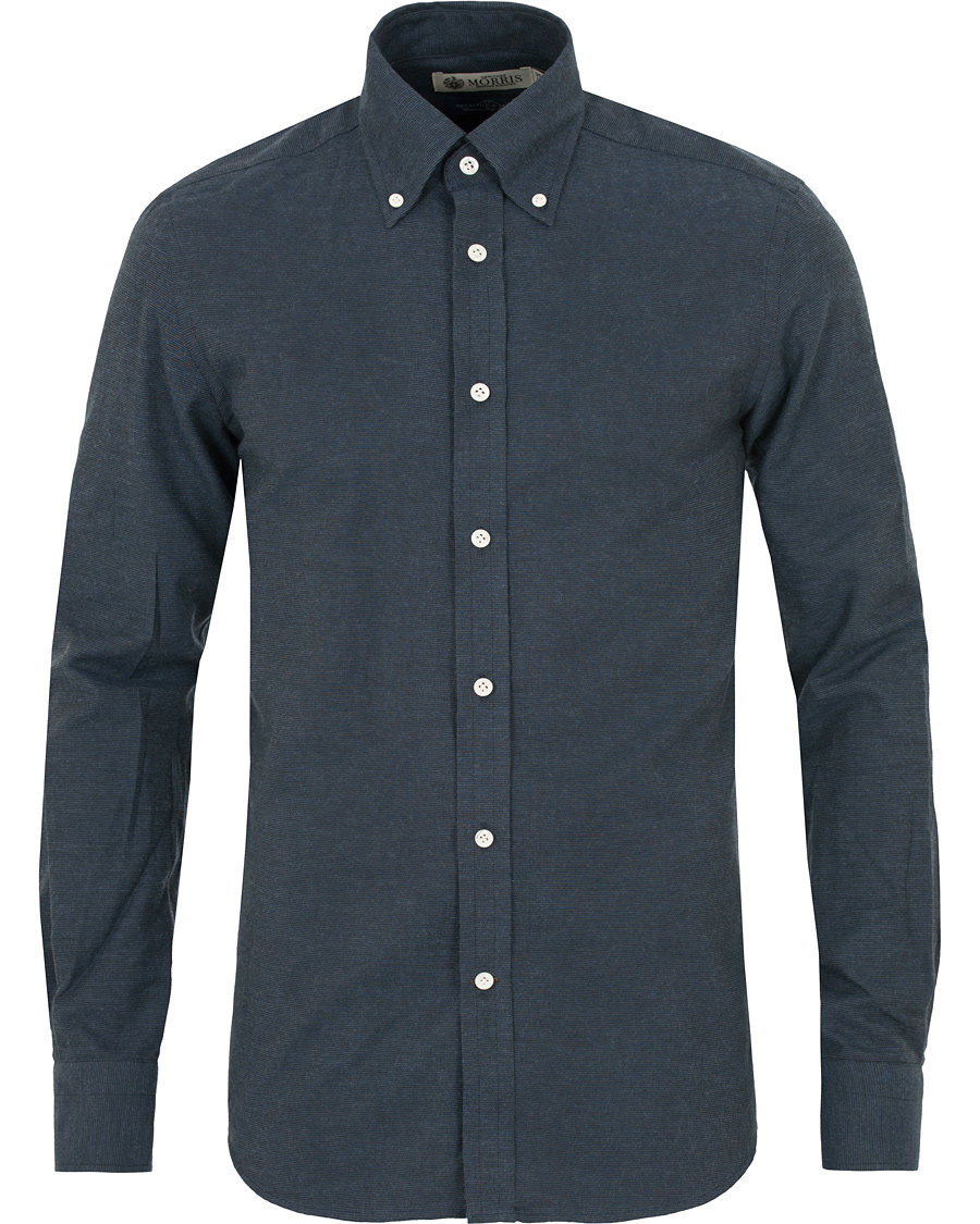 Herre | Skjorter | Morris Heritage | Bond Button Down Flannel Shirt Navy