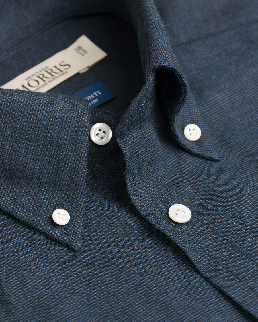Herre | Skjorter | Morris Heritage | Bond Button Down Flannel Shirt Navy