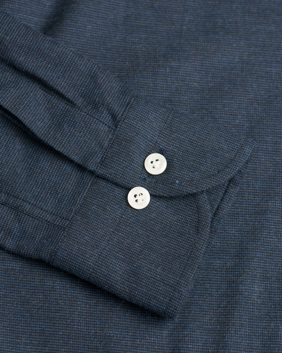 Herre | Skjorter | Morris Heritage | Bond Button Down Flannel Shirt Navy