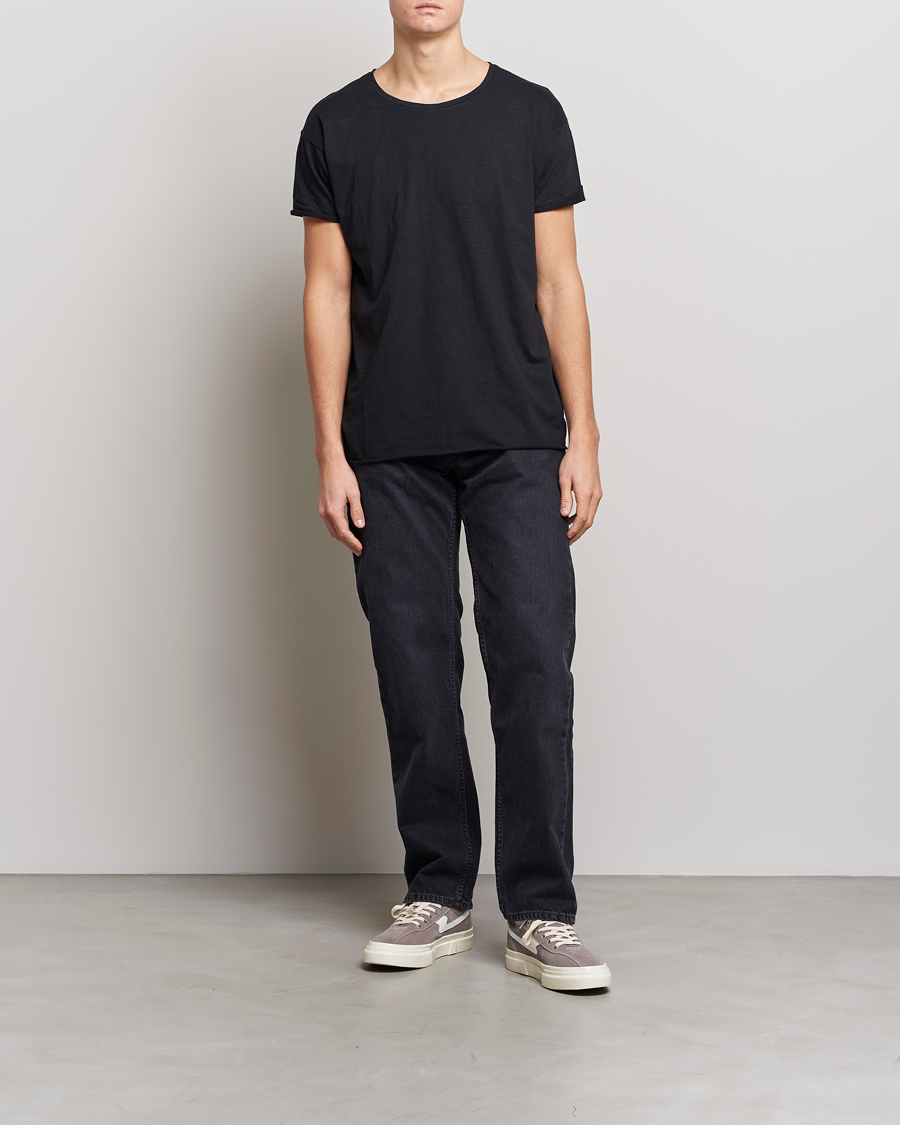 Herre | T-Shirts | Nudie Jeans | Roger Slub Crew Neck Tee Black