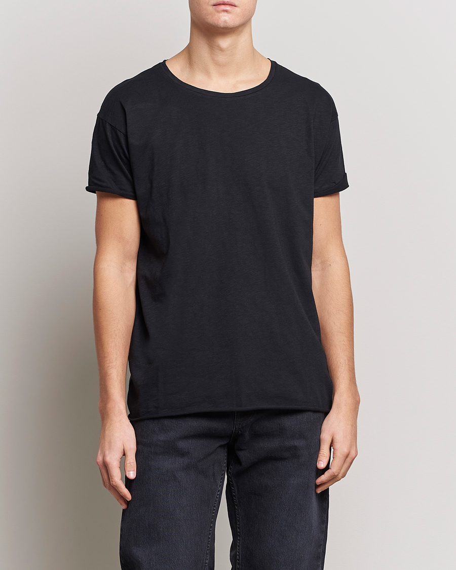 Herre | T-Shirts | Nudie Jeans | Roger Slub Crew Neck Tee Black