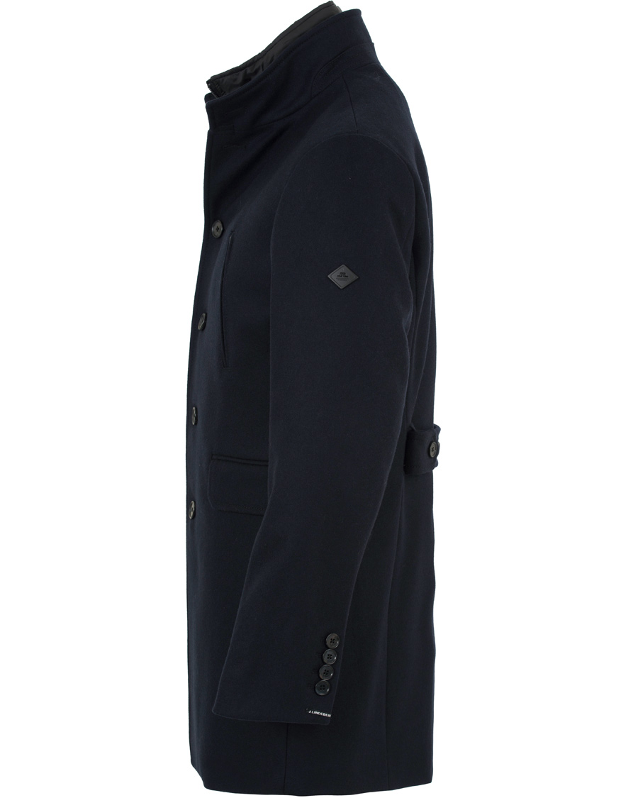 Herre | Jakker | J.Lindeberg | Gavin Stand Up Collar Compact Melton Coat Navy