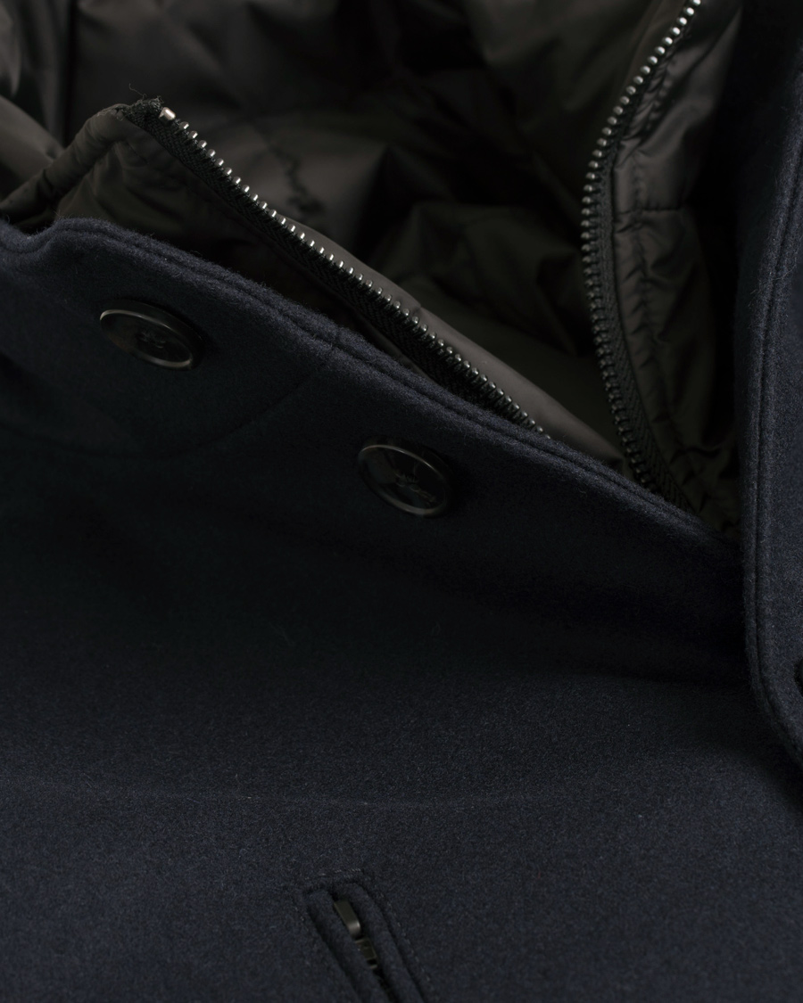 Herre | Jakker | J.Lindeberg | Gavin Stand Up Collar Compact Melton Coat Navy