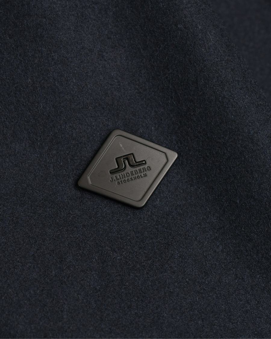 Herre | Jakker | J.Lindeberg | Gavin Stand Up Collar Compact Melton Coat Navy