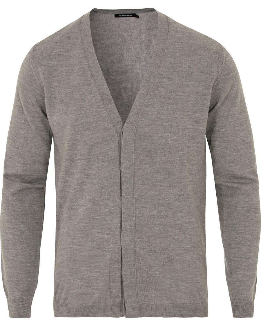 Herre | Gensere | J.Lindeberg | Lyon True Merino Cardigan Grey Melange